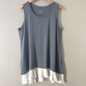 Logo Layers Color Block Ruffle Tank Size 1X